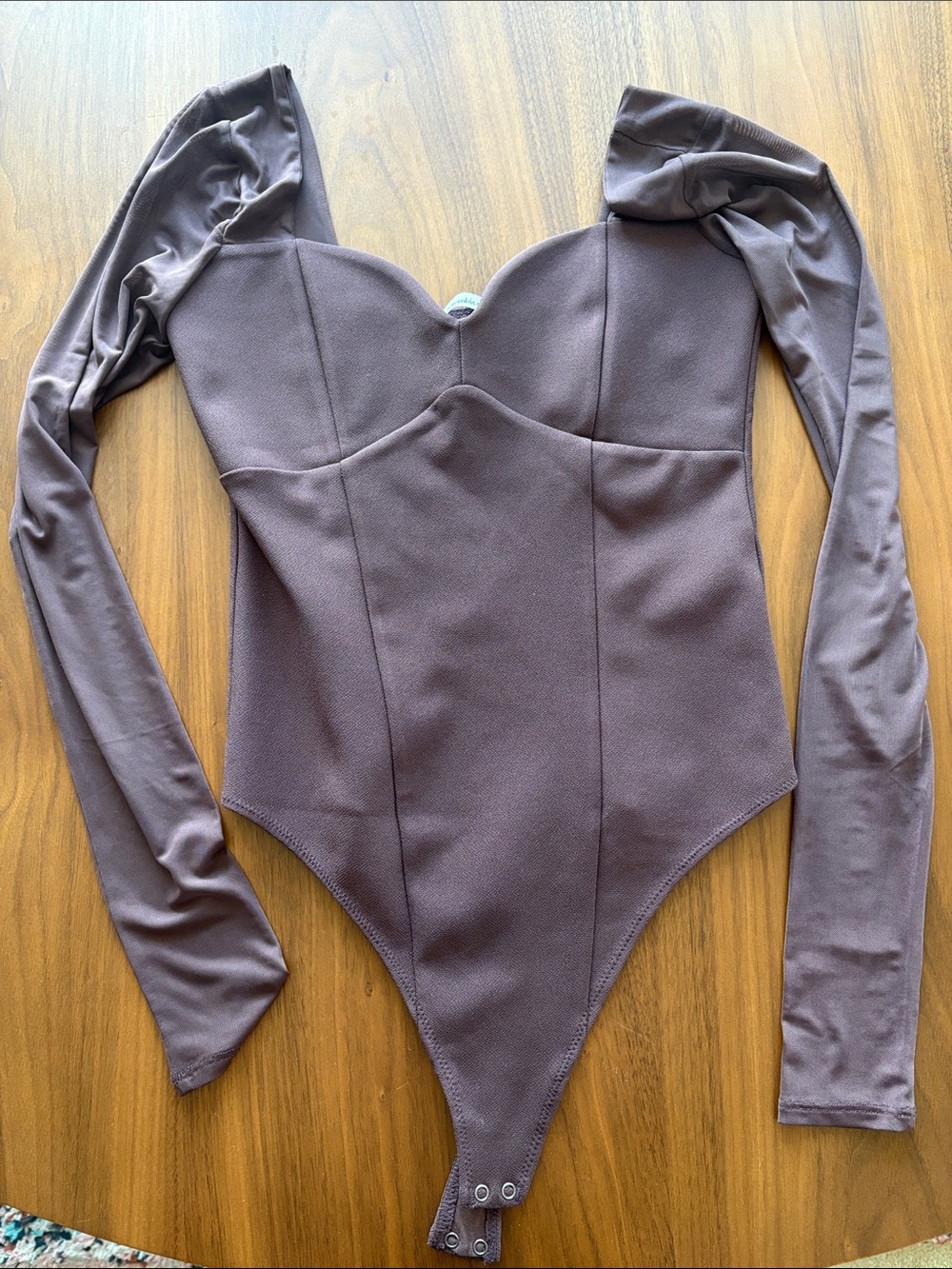 Abercrombie & Fitch Long Sleeve One-Piece Bodysuit in Brown